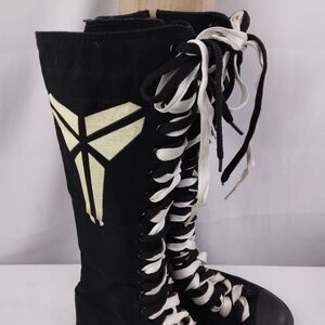 YUAN BU Knee High Top Canvas Shoes Lace Up Black Goth Punk Women's 37 6.5 7